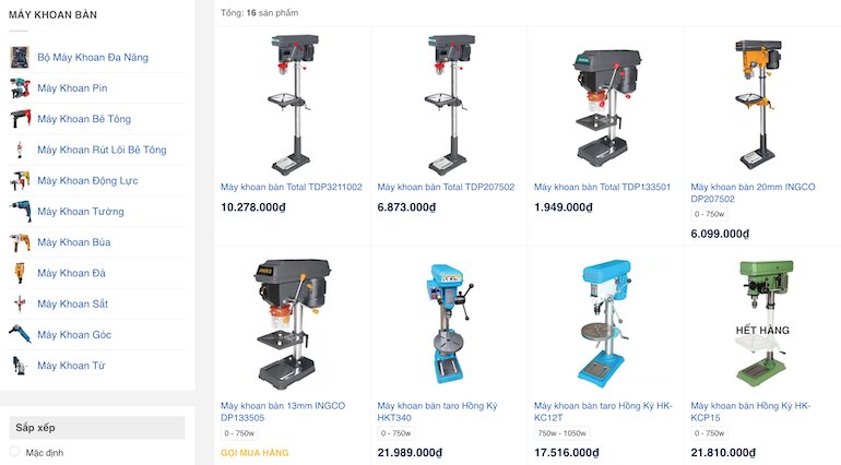 Các loại máy khoan bàn tại Dụng Cụ Vàng