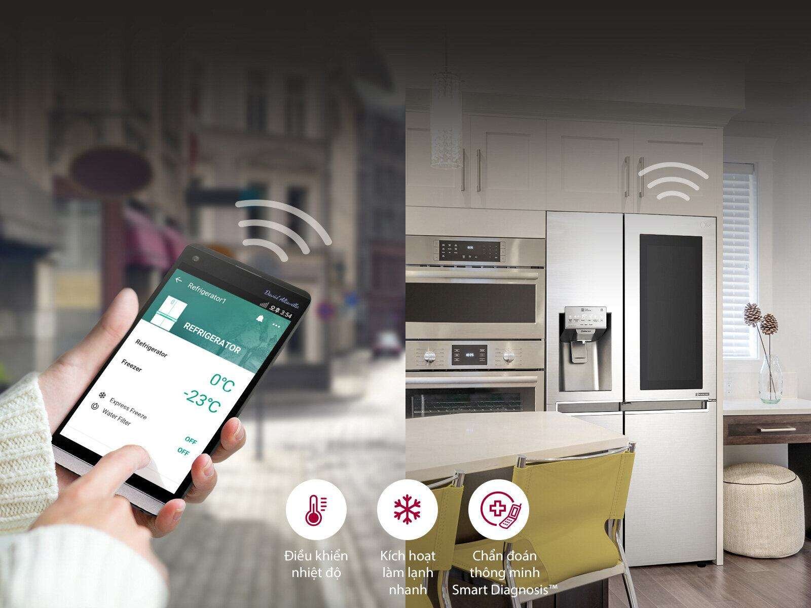 Điều chỉnh nhiệt độ tủ lạnh LG thông qua ứng dụng trên smartphone
