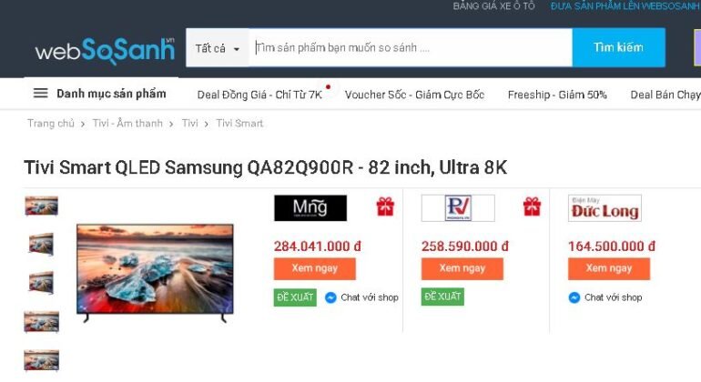 Smart Tivi QLED Samsung 8K 82 inch QA82Q900R - Giá tham khảo: 298.990.000 vnđ