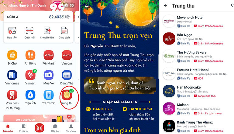 bánh trung thu trên vinid