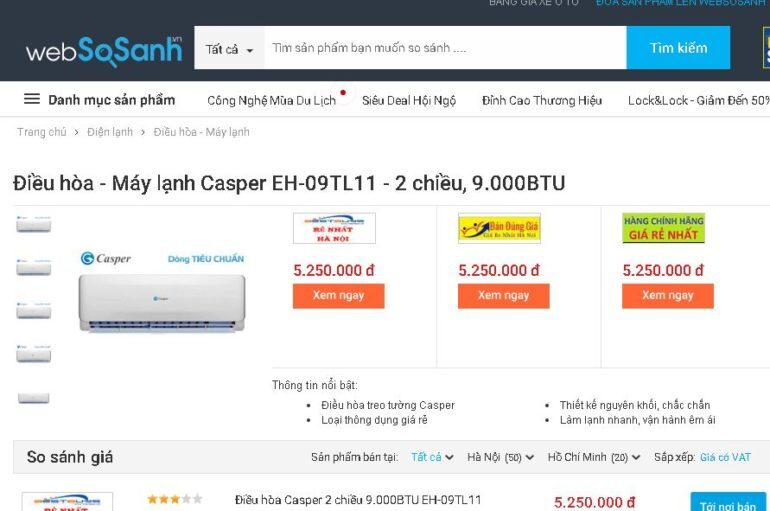 điều hòa Casper 2 chiều 9.000BTU EH-09TL11