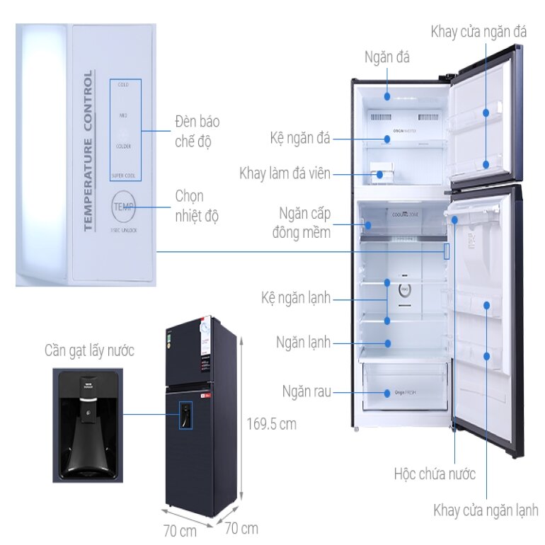 Tủ lạnh Toshiba Inverter GR-RT535WE-PMV(06)-MG có dung tích sử dụng lớn thích hợp gia đình đông người