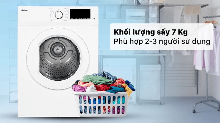 Máy sấy thông hơi Galanz 7kg là một thiết bị lý tưởng cho gia đình nhỏ