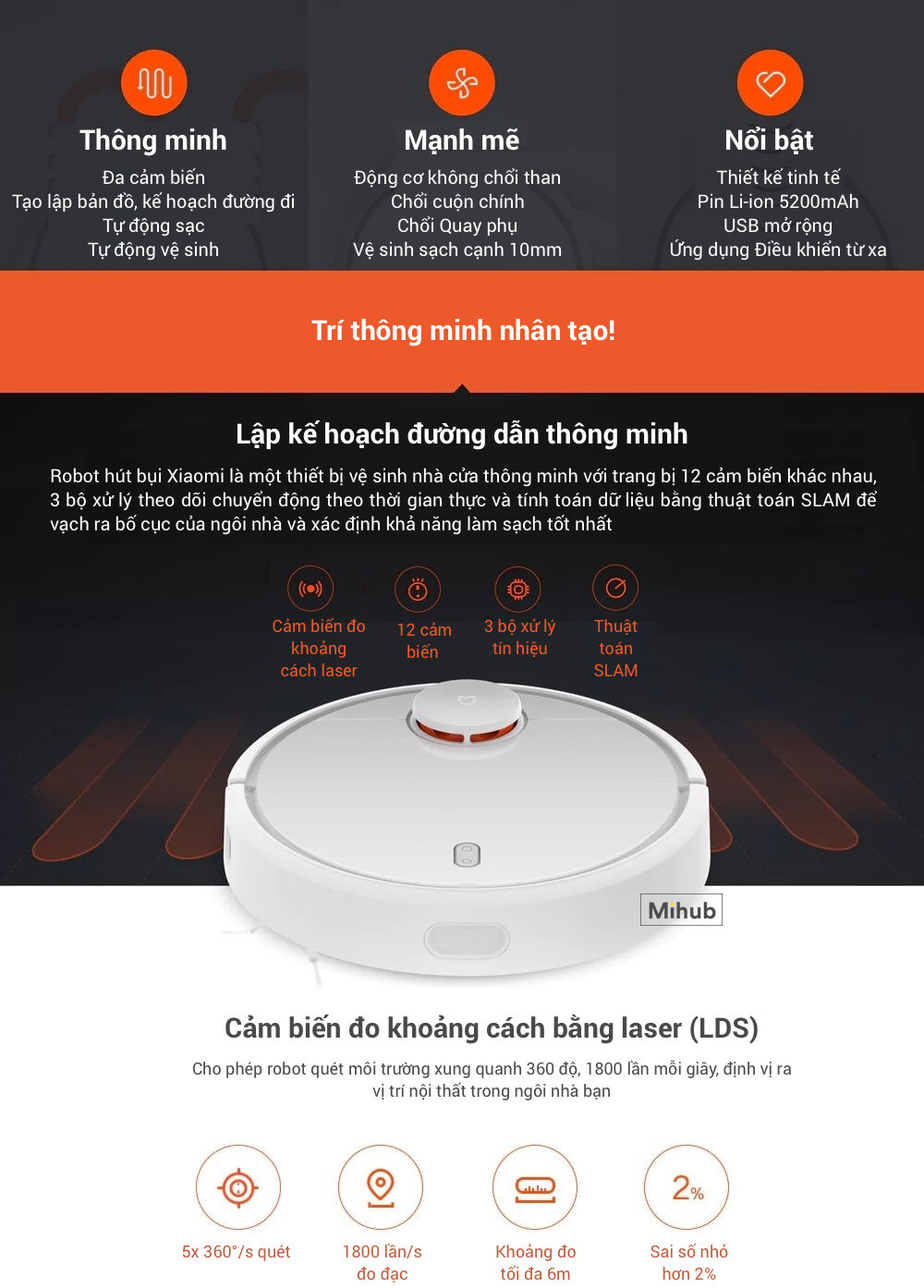 Máy hút bụi Xiaomi Mi Vacuum trang bị công nghệ tân tiến