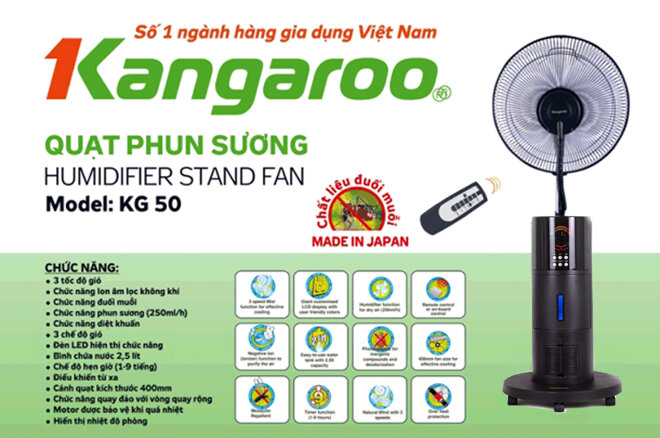 thương hiệu quạt phun sương kangaroo