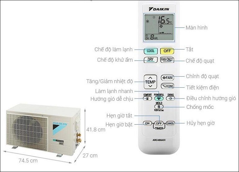 cách dùng điều khiển điều hòa Daikin đời mới