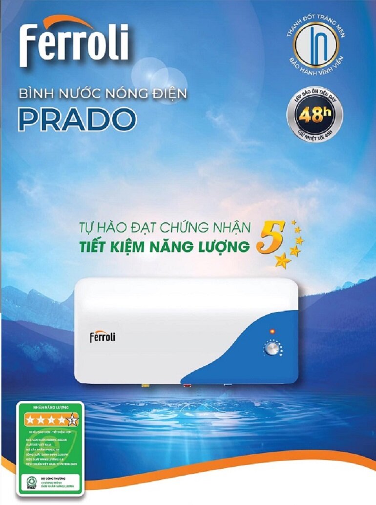 Bình nóng lạnh Ferroli 15l PRADO AE15 