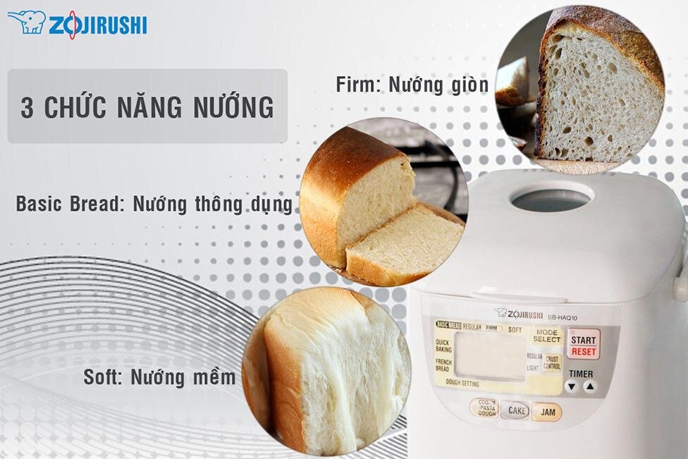 Máy làm bánh mì Zojirushi có thể tùy chọn các chức năng theo độ giòn, mềm tùy theo sở thích của mình