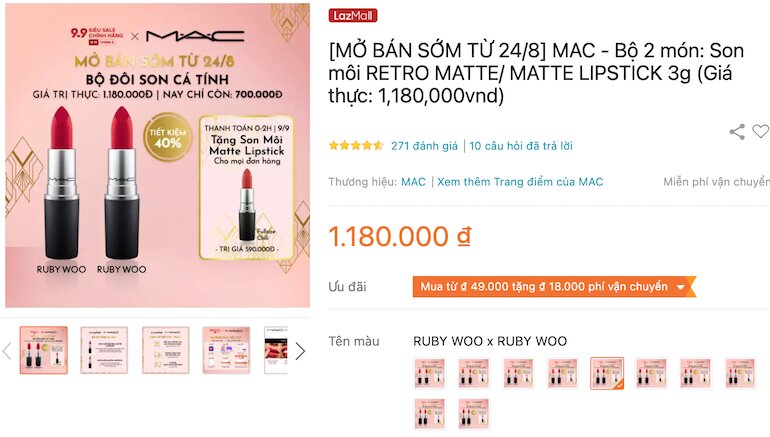 Bộ 2 món: Son môi RETRO MATTE/ MATTE LIPSTICK 3g