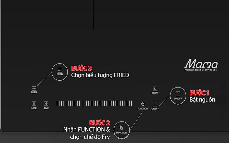 Sử dụng chế độ chiên (Fried/Fry) của bếp từ Sunhouse