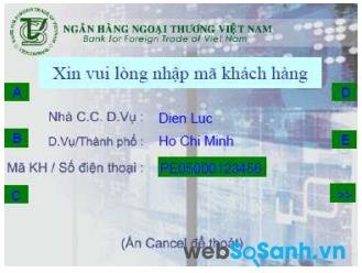 Nhập mã khách hàng vafp máy