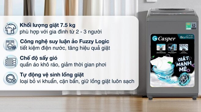 So sánh 2 máy giặt Casper 7.5 kg WT-75N70BGA và WT-75NG1