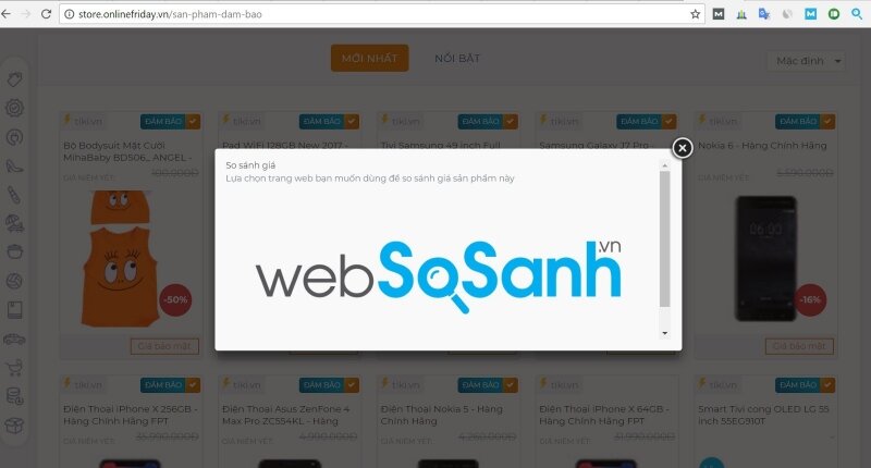 Websosanh.vn được tích hợp vào Online Friday 2017