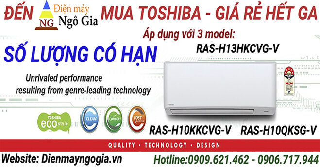 Top 3 mẫu máy lạnh Toshiba giá cực sốc cuối năm 2018