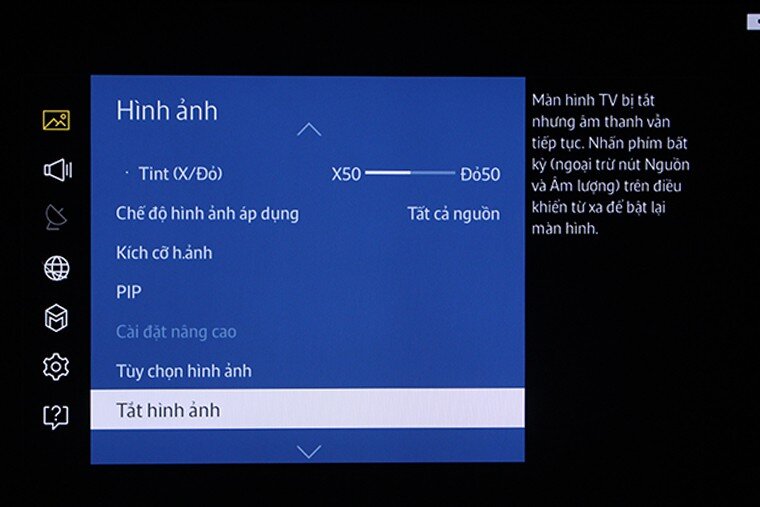 Tắt hình trên Smart tivi Samsung nhưng vẫn nghe tiếng