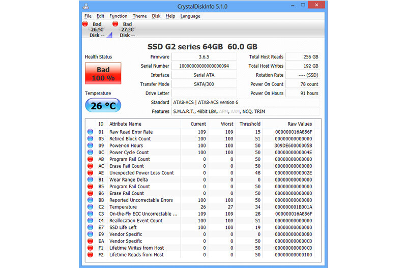 Crystal Disk Info Interface