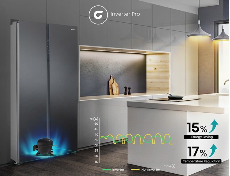 Tủ lạnh side by side Hisense 544l RS708N4EBN rất sang xịn mà giá rẻ không ngờ!