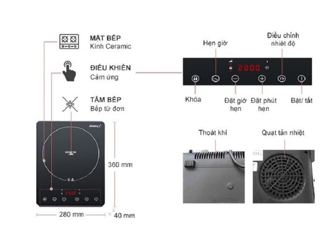 Cấu tạo chi tiết bếp từ Steba IK65 Slim