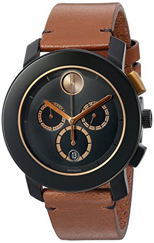 Đồng hồ nam dây da và thép không gỉ của Movado nam Thụy Sĩ, Màu: Nâu (Mẫu: 3600348)