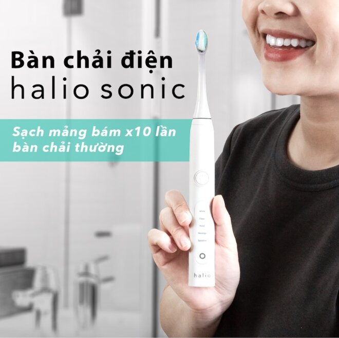 Bàn chải điện Halio Sonic - sạch mảng bám x10 lần bàn chải thường