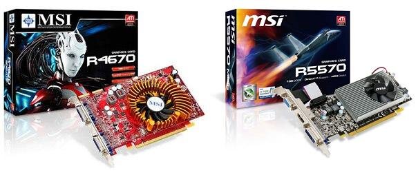 MSI R4670-MD1GB (trái) và MSI MD-R5570 (phải)