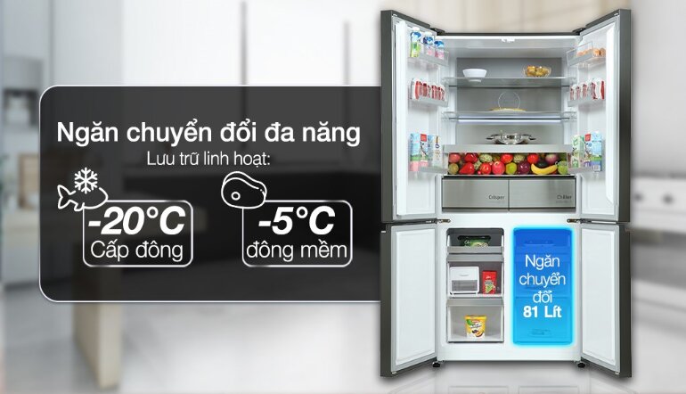 Tủ lạnh Beko GNO51651GBVN có ngăn đông mềm , ngăn chuyển đổi khá tiện lợi 