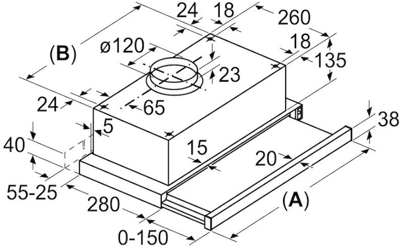 Kích thước lắp đặt máy hút mùi Bosch DFT93CA51M