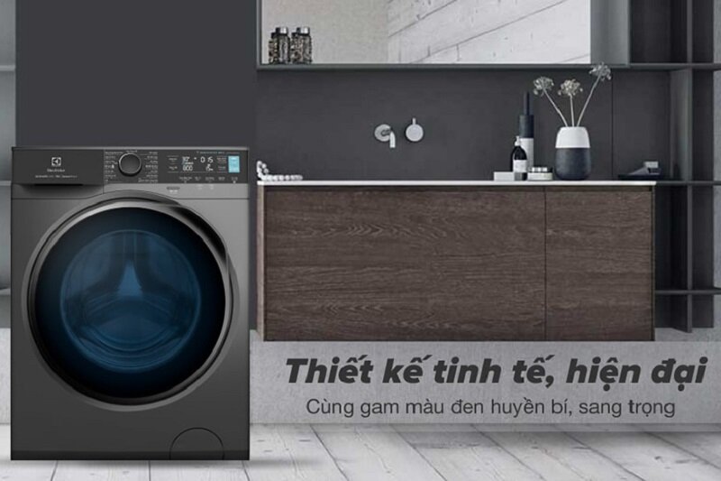 Máy giặt Electrolux UltimateCare 700 10kg có vẻ ngoài màu xám đen trung tính, tối giản nhưng sang trọng