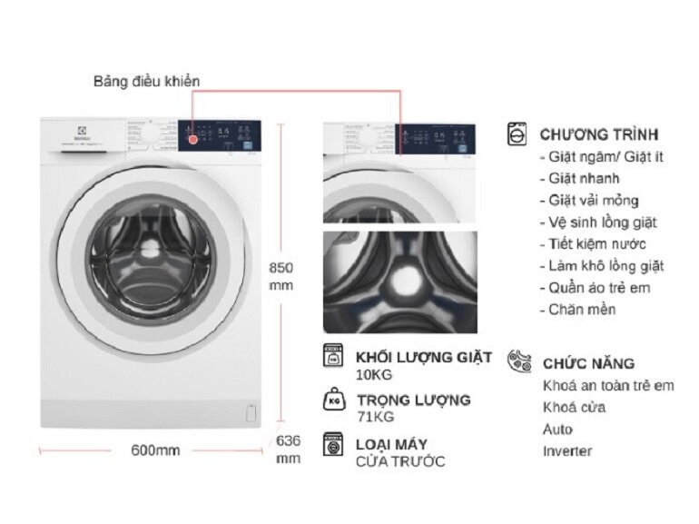 máy giặt electrolux 10kg