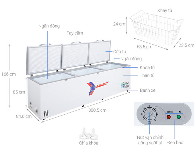 Tủ đông Sanaky 1143.5 lít VH-1399HY3