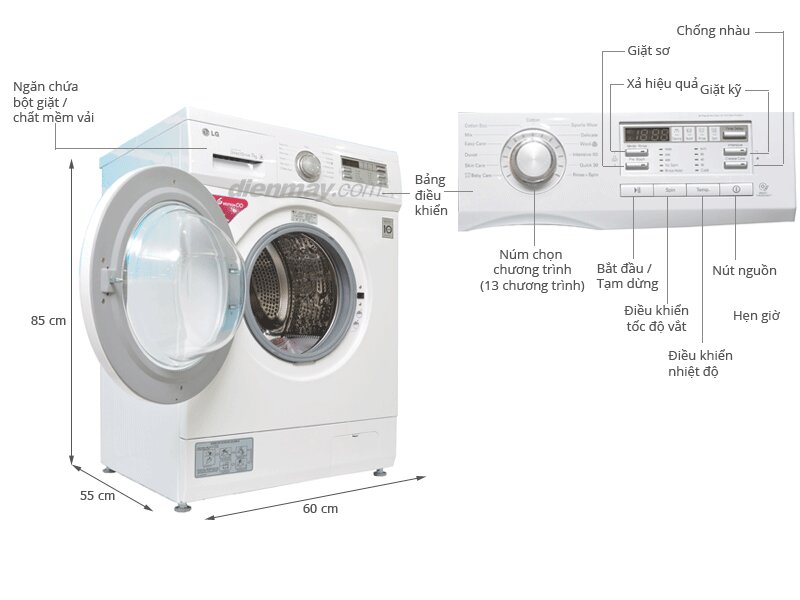 Máy giặt LG cửa trước Inverter 7kg WD-9600