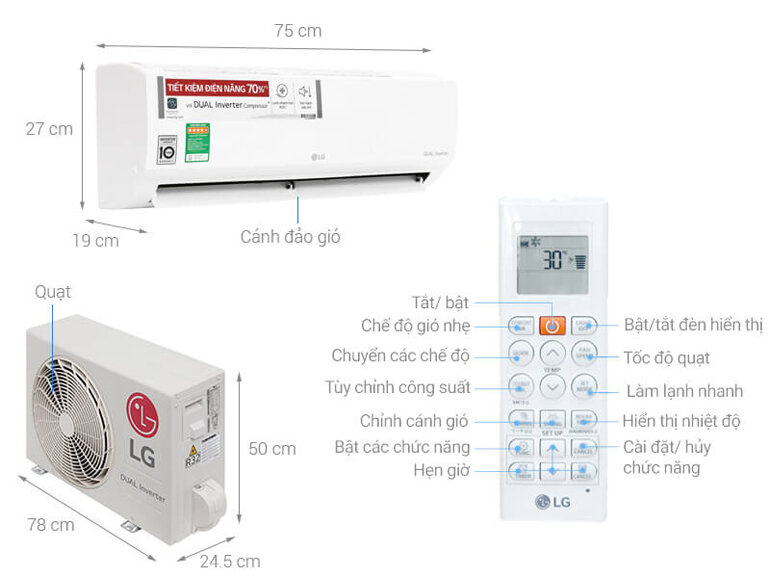 Điều hòa LG Inverter 1 HP V10ENW