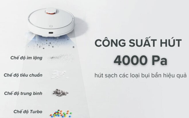 Robot hút bụi lau nhà Xiaomi Vacuum S10 có lực hút mạnh mẽ