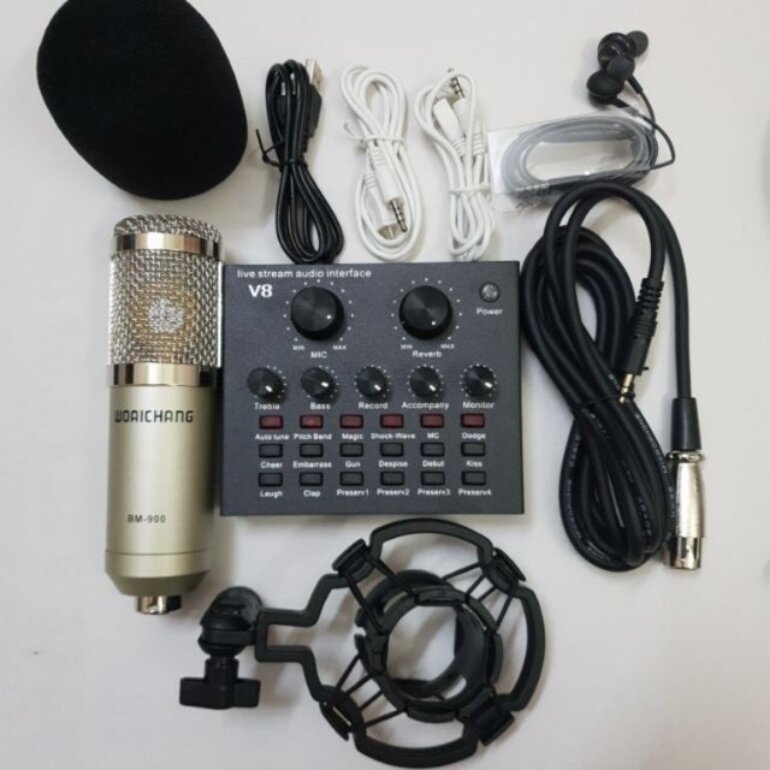 Bộ micro livestream V8 mic BM900
