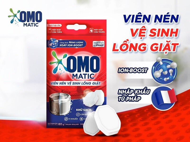 Viên tẩy máy giặt Omo Matic