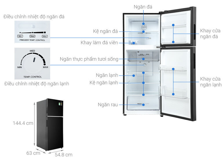 Thông số kỹ thuật của tủ lạnh Aqua Inverter AQR-T259FA(FB) 245 lít đầy ấn tượng