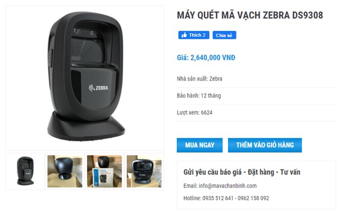 Máy quét mã vạch Zebra DS9308