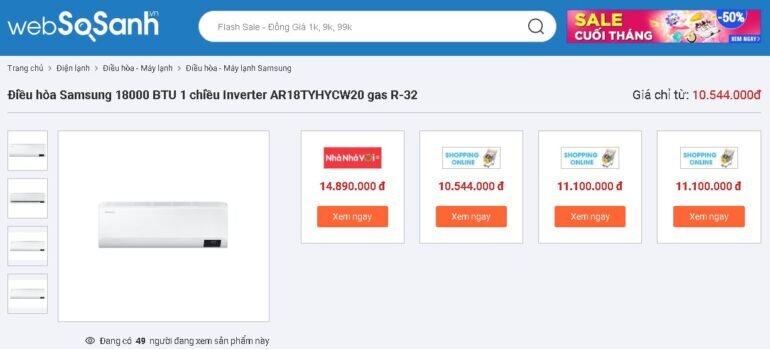 Giá điều hòa Samsung AR18TYHYCW20