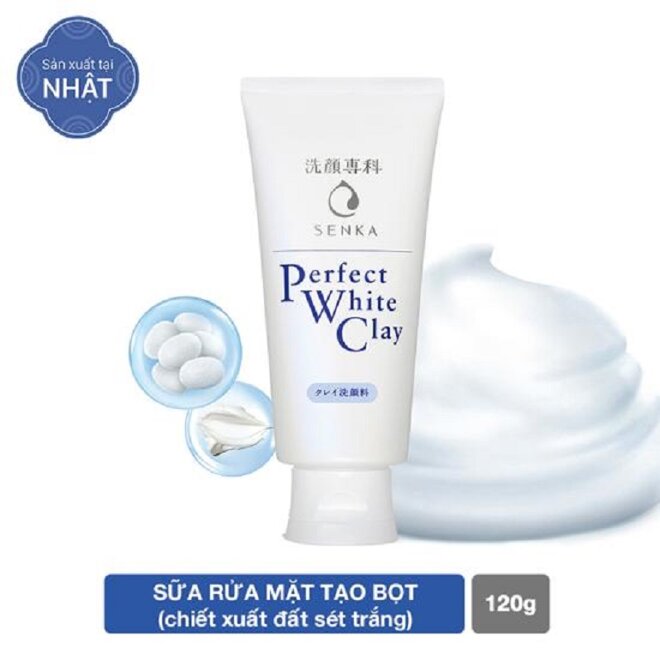 Sữa rửa mặt tẩy tế bào chết dưỡng trắng sáng da Senka Perfect White Clay