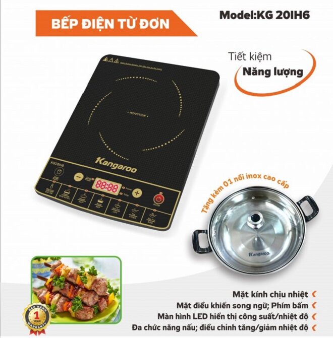 Đánh giá bếp từ dương 1 vùng nấu Kangaroo KG20IH6