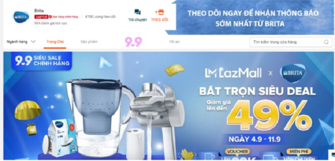 Gian hàng chính hãng Brita đang sale lớn tới 49%