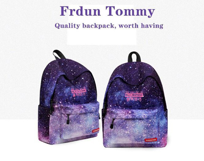 Frdun Tommy chữ ký 2019 Phong Cách BLACKPINK Mới Ba Lô Sọc In bầu trời Đầy Sao/loạt gradient túi đi học Thời Trang Ba Lô