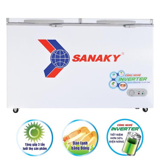 Tủ đông Sanaky vh4099w3 sử dụng dàn lạnh bằng đồng nguyên chất