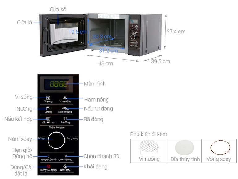 Bảng điều khiển lò vi sóng Panasonic NN-GD37HBYUE 