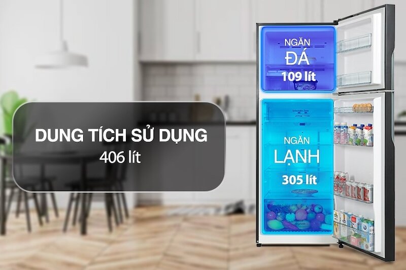 Tủ lạnh Hitachi Inverter R-FVX510PGV9 có dung tích sử dụng lớn