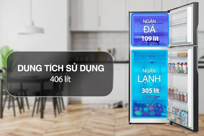 Tủ lạnh Hitachi Inverter R-FVX510PGV9 có dung tích sử dụng lớn