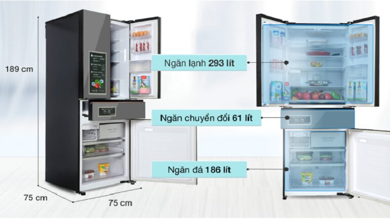 Thiết kế tủ lạnh Panasonic YW590YMMV 540 lít ấn tượng, dung tích lớn