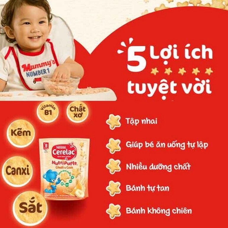 Những lợi ích vượt trội khi sử dụng bánh ăn dặm Nestlé CERELAC Nutripuffs 50g các vị