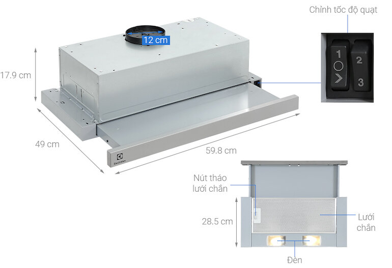 Máy hút mùi âm tủ Electrolux LFP216S