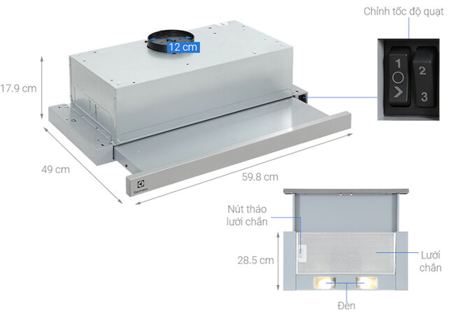 Máy hút mùi âm tủ Electrolux LFP216S